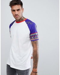 ASOS DESIGN Relaxed T Shirt With Floral Aztec Printed Sleeves