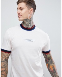 ASOS DESIGN Relaxed T Shirt With Tipped Rib And Text Print