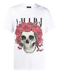 Amiri Rose Skull Logo T Shirt