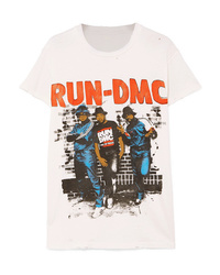 MadeWorn Run Dmc Distressed Printed Cotton Jersey T Shirt