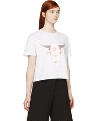 S By S Studio White Bull Skull Print T Shirt