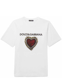 Dolce & Gabbana Sacred Heart Printed Cotton Jersey T Shirt