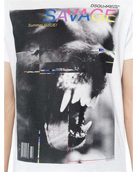 DSQUARED2 Savage Printed Cotton Jersey T Shirt