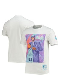 Mitchell & Ness Shaquille Oneal White Orlando Magic Hardwood Classics Draft Day Colorwash T Shirt