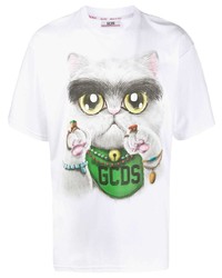 Gcds Short Sleeve Cat Logo Print T Shirt