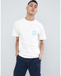 Primitive Skateboarding Pocket T Shirt With Warped Back Print In White