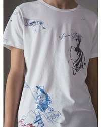 Burberry Sketch Print Cotton T Shirt