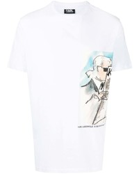 Karl Lagerfeld Sketch Print Cotton T Shirt