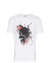 Alexander McQueen Skull Paint Print Cotton T Shirt