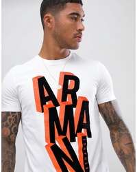 Armani Exchange Slim Fit Block Letters T Shirt In White