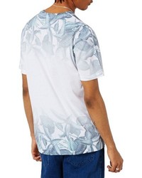 Topman Slim Fit Leaf Print T Shirt