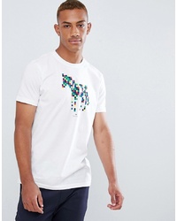 PS Paul Smith Slim Fit Pixel Zebra Graphic Tshirt In White
