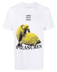 Pleasures Slogan Print Cotton T Shirt