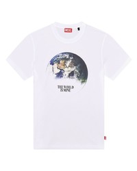Diesel Slogan Print Cotton T Shirt