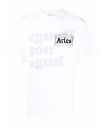 Aries Slogan Print Logo T Shirt