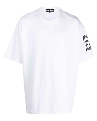 Black Comme Des Garçons Slogan Print T Shirt