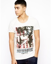 Solid T Shirt With Girl New York Print White