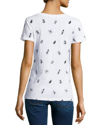 French Connection Sony Short Sleeve Insect Print Jersey Tee White