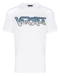 Versace Speed Crystal Embellished Logo T Shirt