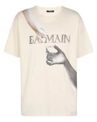 Balmain Statue Print Cotton T Shirt