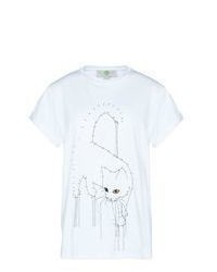 adidas by Stella McCartney Stella Mccartney White Cat Print T Shirt