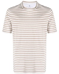 Brunello Cucinelli Stripe Print Cotton T Shirt