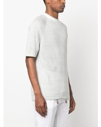 Eleventy Stripe Print Short Sleeved T Shirt