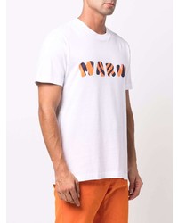 Marni Striped Logo Print T Shirt