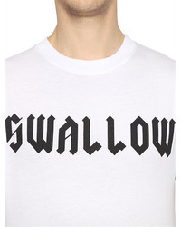 McQ Swallow Printed Cotton Jersey T Shirt