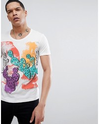 Antony Morato T Shirt In White With Bright Cactus Print