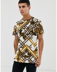Versace Jeans T Shirt With All Over Baroque Print
