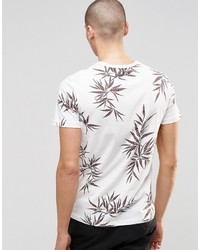 Element T Shirt With All Over Leaf Print In White With Pocket