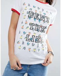 Asos T Shirt With Ditsy Floral Deny The Lies Slogan