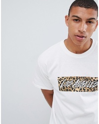 New Look T Shirt With Leopard Box Print In White