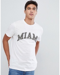 New Look T Shirt With Leopard Miami Print In White