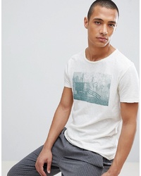 Selected Homme T Shirt With Raw Hem And Washed Graphic