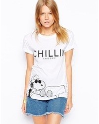 Asos T Shirt With Snoopy Chillin Print White