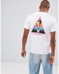 HUF T Shirt With Triple Triangle Trips Back Print In White
