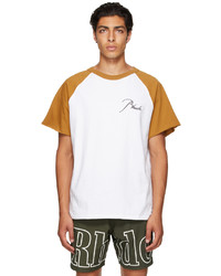 Rhude Tan White Raglan Logo T Shirt