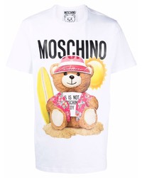 Moschino Teddy Bear Logo Print Cotton T Shirt