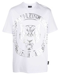 Plein Sport Tiger Head Logo Print T Shirt