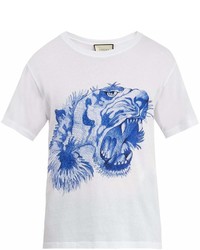 Gucci Tiger Print Cotton T Shirt