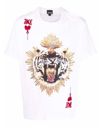 Just Cavalli Tiger Print Crew Neck T Shirt