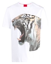 Hugo Tiger Print Stretch Cotton T Shirt