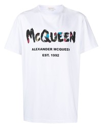 Alexander McQueen Watercolour Graffiti Print T Shirt