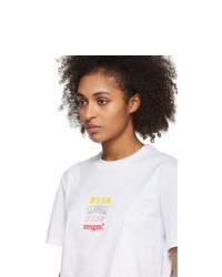 MSGM White All Logos T Shirt