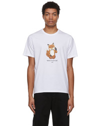 MAISON KITSUNÉ White All Right Fox Print T Shirt
