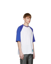 Prada White And Blue Graphic T Shirt