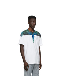 Marcelo Burlon County of Milan White And Blue Neon Wings T Shirt