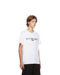 Givenchy White And Blue Tufting Logo T Shirt